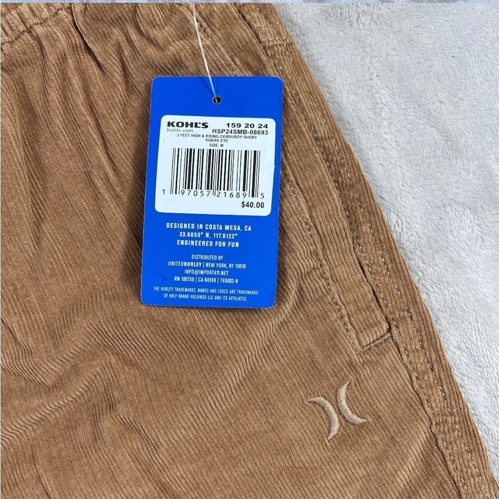 Hurley Coastal Corduroy Retro Surf Shorts | Tan Camel Medium - Picture 9 of 11